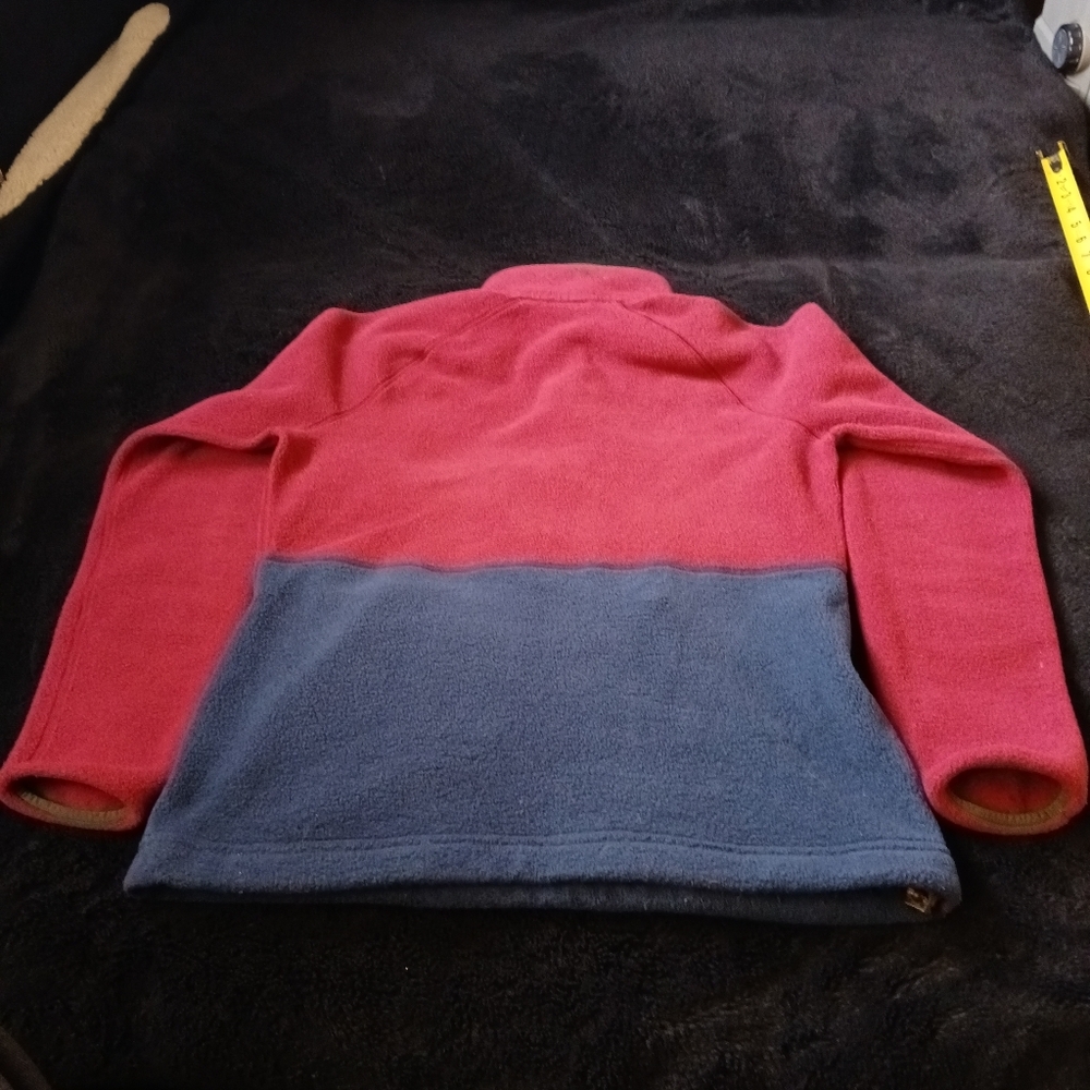 LL BEAN Fleece Womens L Mountain Classic Colorblock 1/4 Zip Sweatshirt Red Green - Picture 5 of 7
